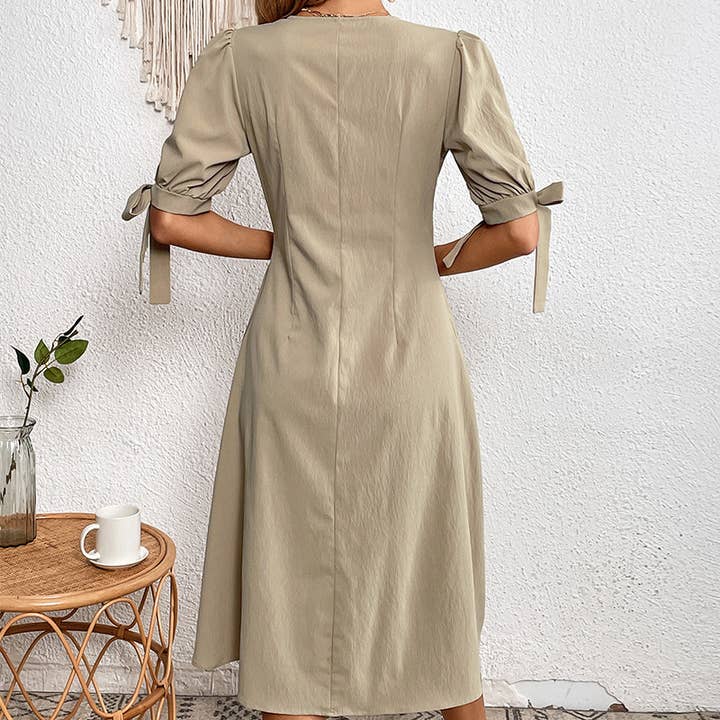Whisper Mint - Vente Robe – femme - Robes midi d'été à boutons sur le devant 1