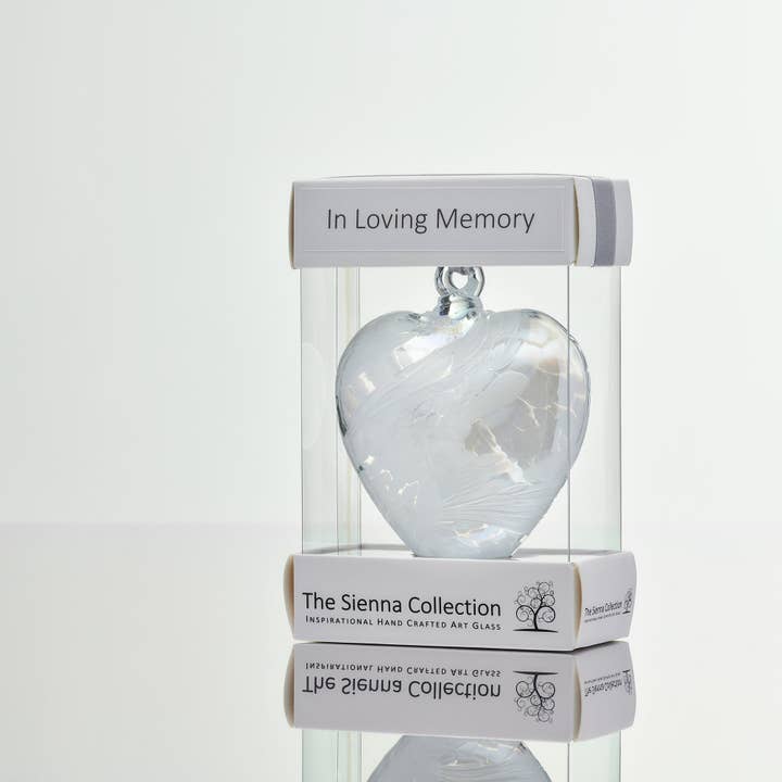 Cuore dell'amicizia, 8 cm, con scritta «In Loving Memory», bianco per la vendita all'ingrosso da parte di Sienna Glass