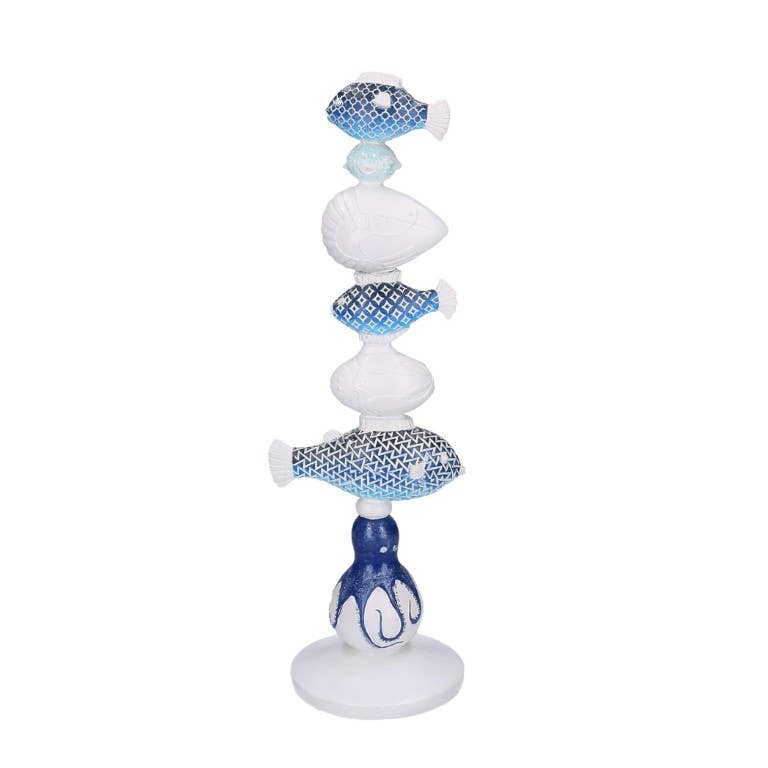 Vacchetti - Wholesale Decorative Tabletop Object - White Blue Sea Resin Decoration CM14x13.5h45.53