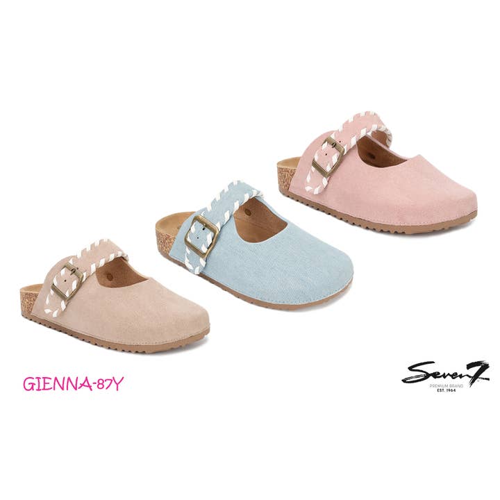 YOKI Girls Spring Whipstitch Strap Buckle Cork Clog for wholesale by Yoki Girls