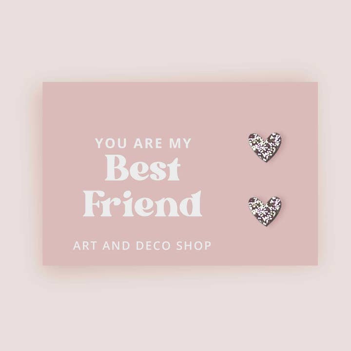 Valentines Heat Stud Earrings - Best Friend for wholesale by Art and Deco Shop