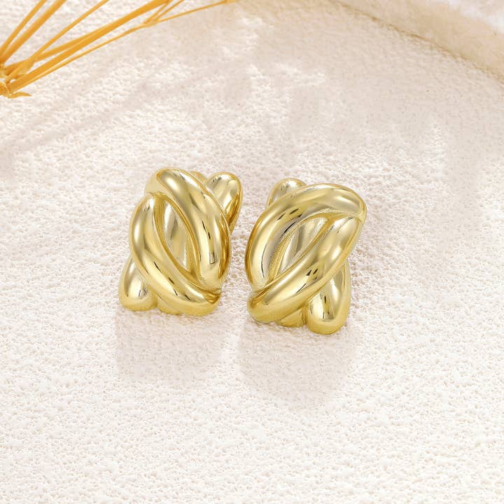 Orecchini rettangolari dorati per la vendita all'ingrosso da parte di joya