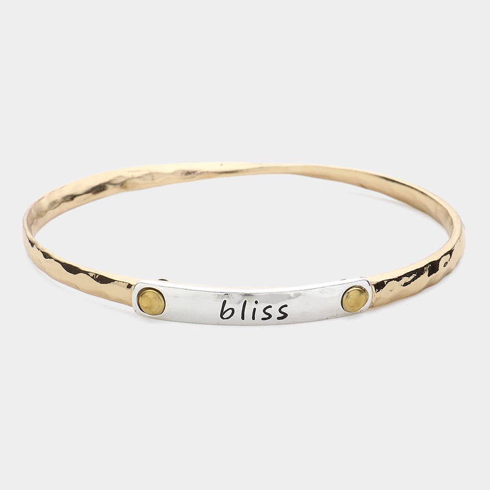 Sensibling Corp. - Wholesale Bangle Bracelet - Bliss Message Two Tone Metal Bangle Bracelet1