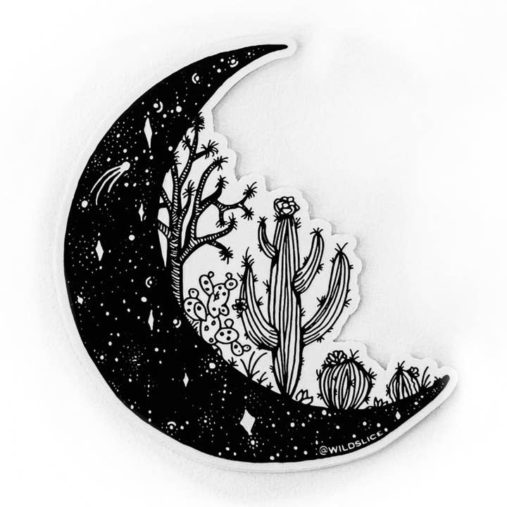 Desert cactus Moon 4" sticker for wholesale by Wild Slice Designs