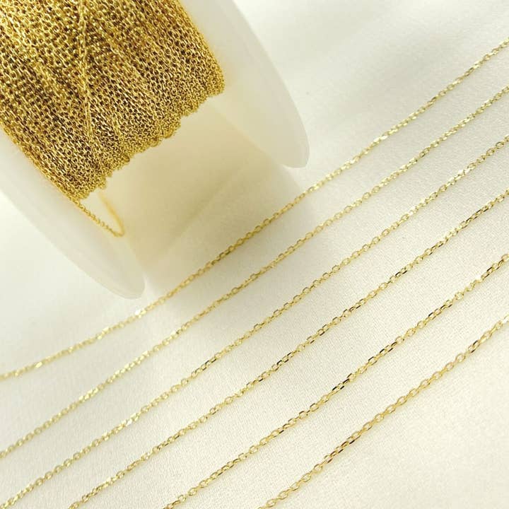024FFCLT5byFt. 14k Solid Yellow Gold Cable Link Chain for wholesale by Tresor Jewelry Inc.