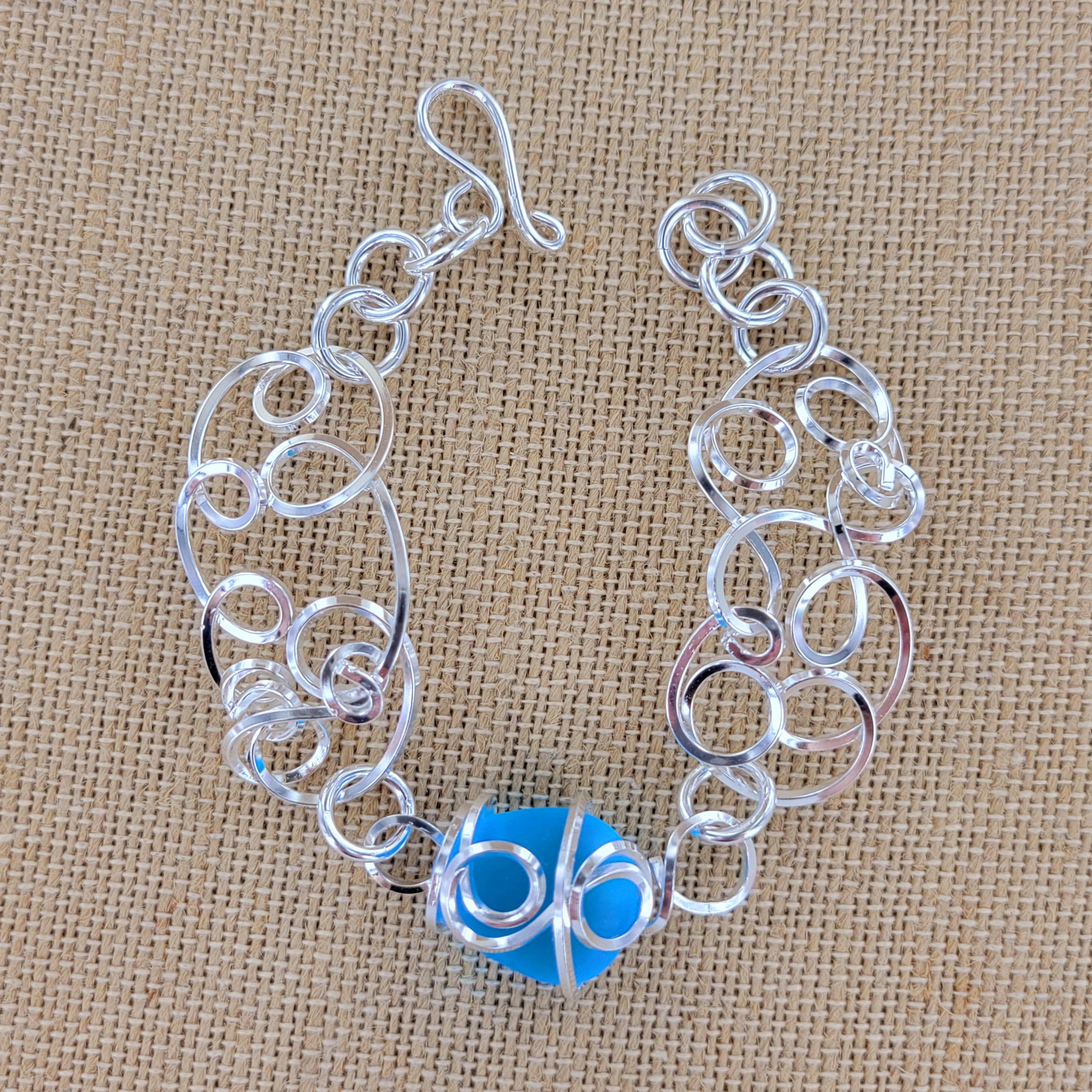 Sadie Green's Jewelry - Wholesale Charm/Dangle Bracelet - Cultured Sea Glass Linked Bracelet XCAM-B14-SG2