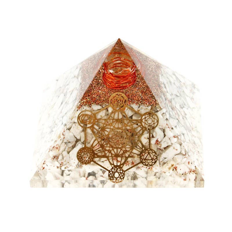 Artisans de Madagascar - Wholesale Spiritual Stone/Crystal - Metatron Orgonite Howlite Pyramid 7.5 cm