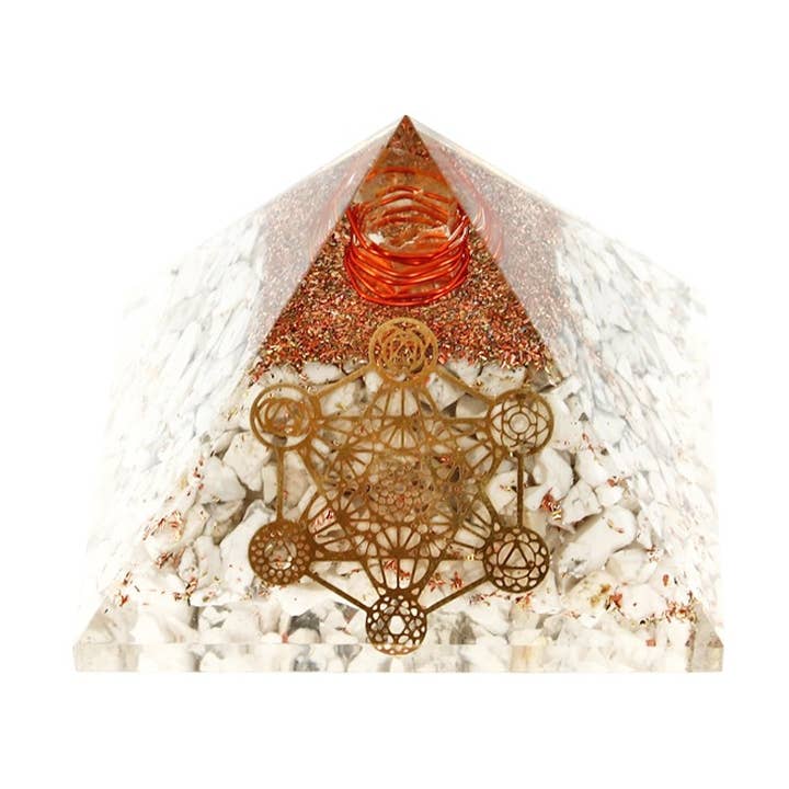 Artisans de Madagascar - Wholesale Spiritual Stone/Crystal - Metatron Orgonite Howlite Pyramid 7.5 cm0