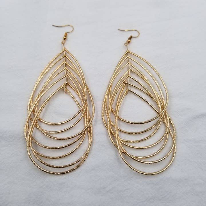 Delicate Multi Wire Wrapped Teardrop Earrings for wholesale by ENA Jewelry