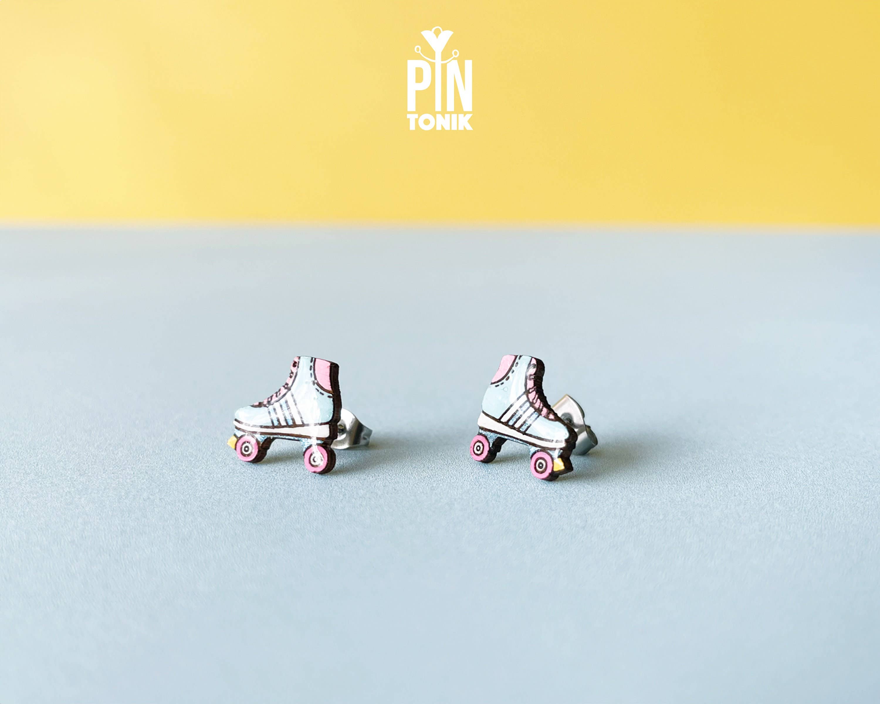 PinTonik - Wholesale Stud/Post Earrings - 90s Funky Roller Skates Stud Earrings - Retro Derby Gift4
