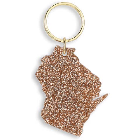 Lucky Feather - Wholesale Keychain - Women's - Glitter Keychain - State - WISCONSIN1