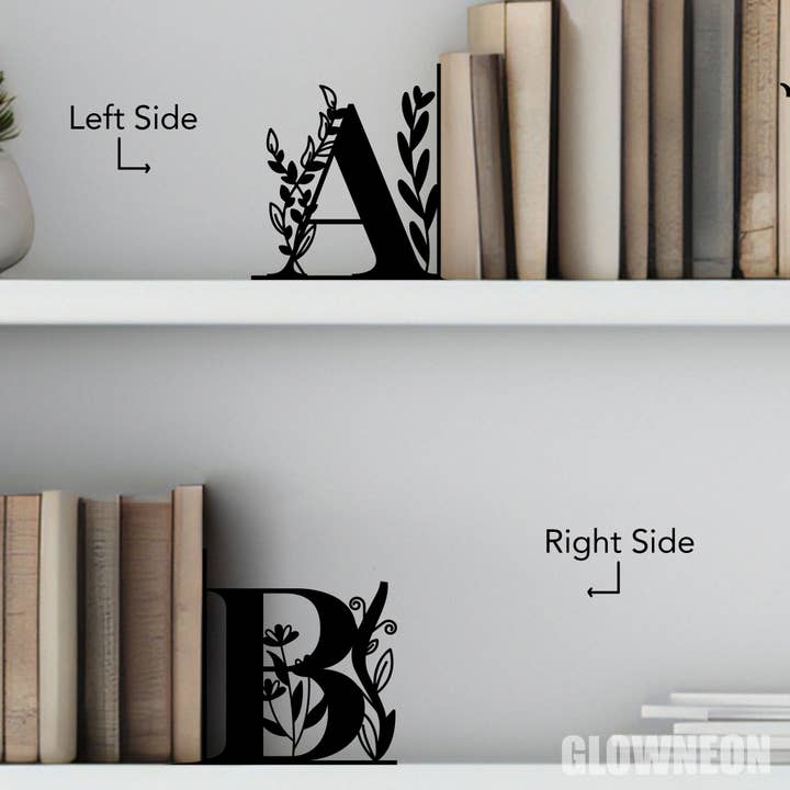 Glow Neon - Wholesale Bookend - Personalized Alphabet Bookend Metal Art, Last Name Book Ends