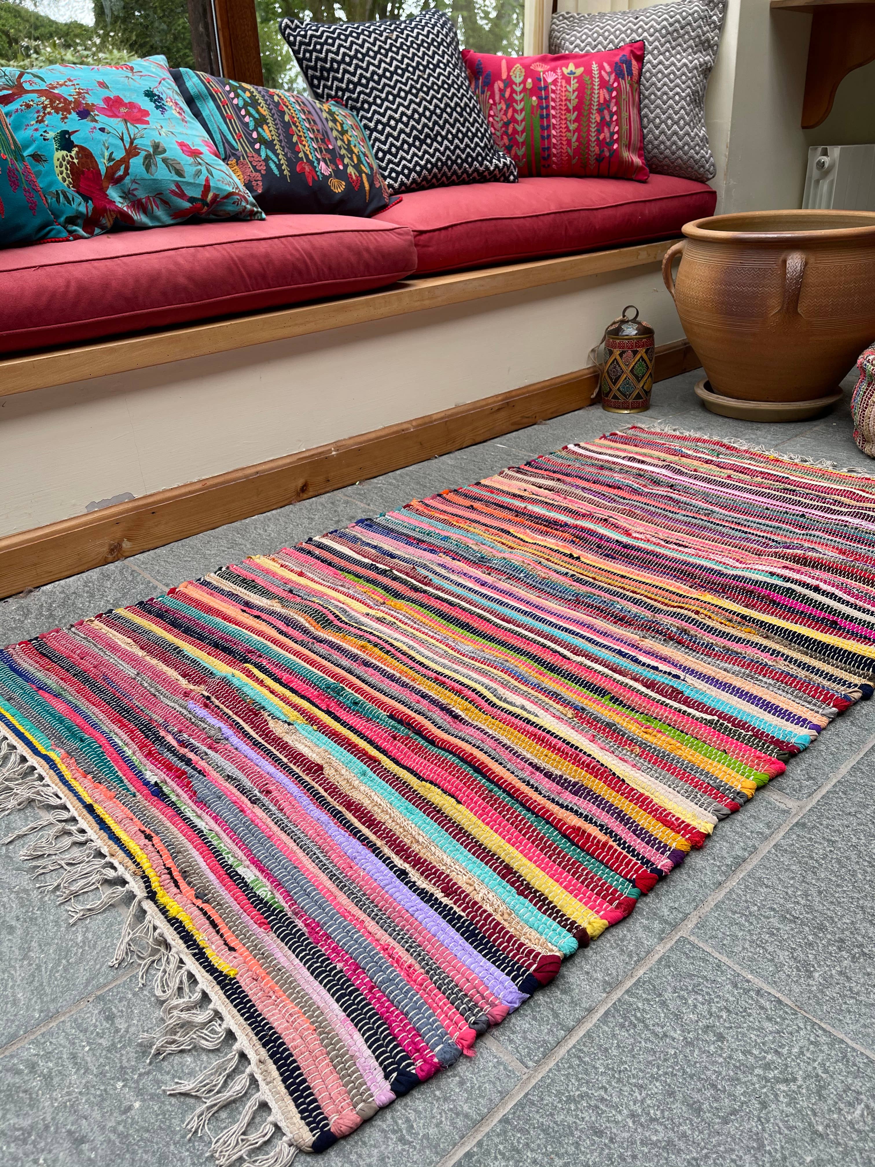 Second Nature Online - Venta al por mayor Alfombra pequeña - Alfombra de trapo SHANTI Shabby Chic, multicolor, diseño de tejido plano2