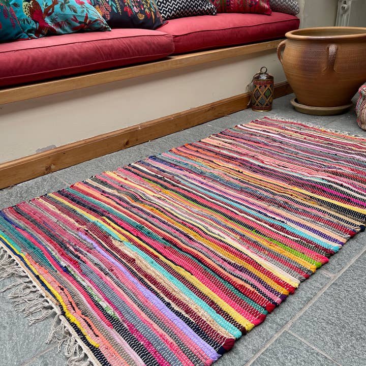 Second Nature Online - Venta al por mayor Alfombra pequeña - Alfombra de trapo SHANTI Shabby Chic, multicolor, diseño de tejido plano2