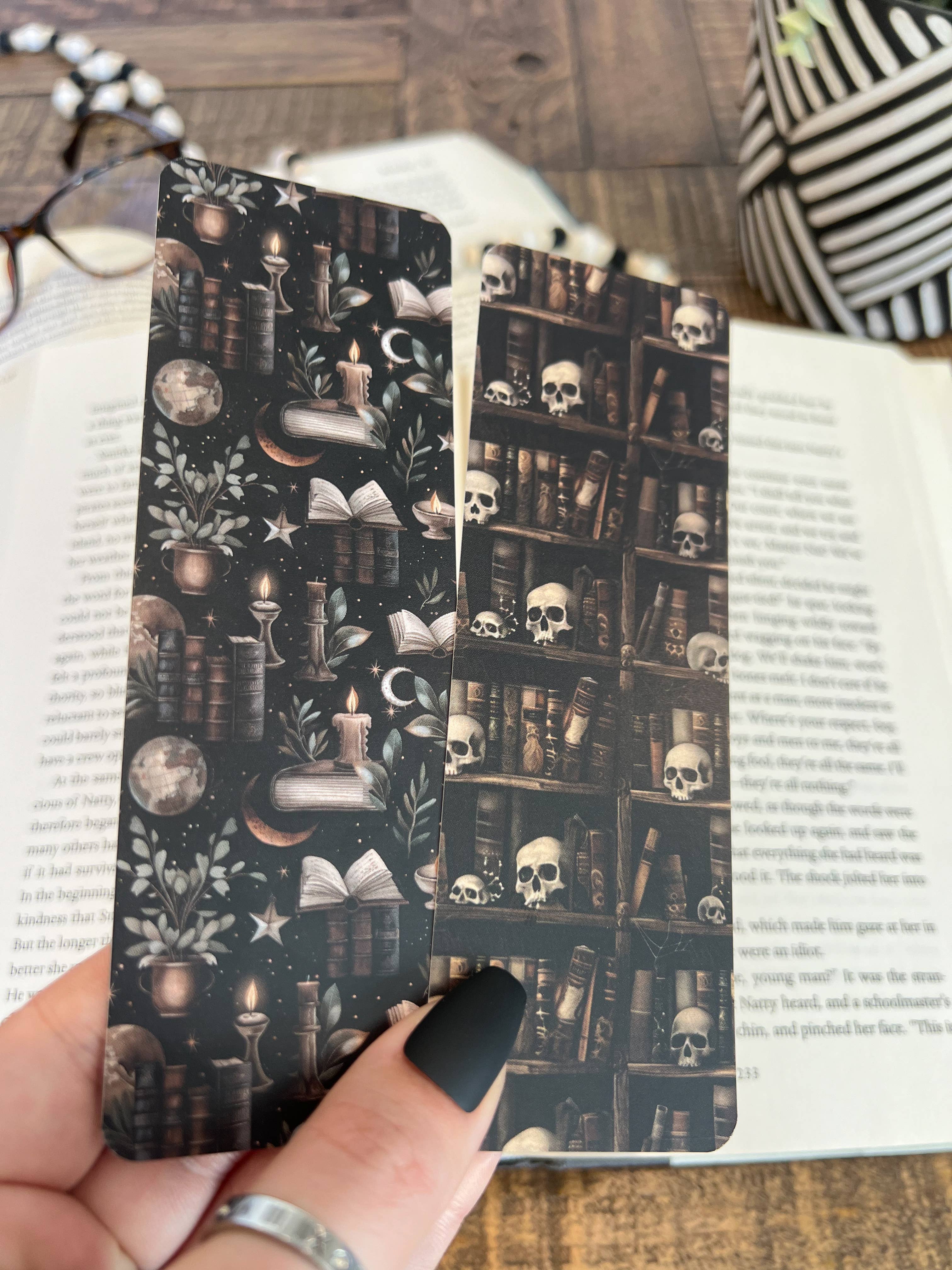 Little Turkey Shoppe - Wholesale Bookmark - Dark Library Bookmark Set - Skull Bookshelf, Moon Witch6