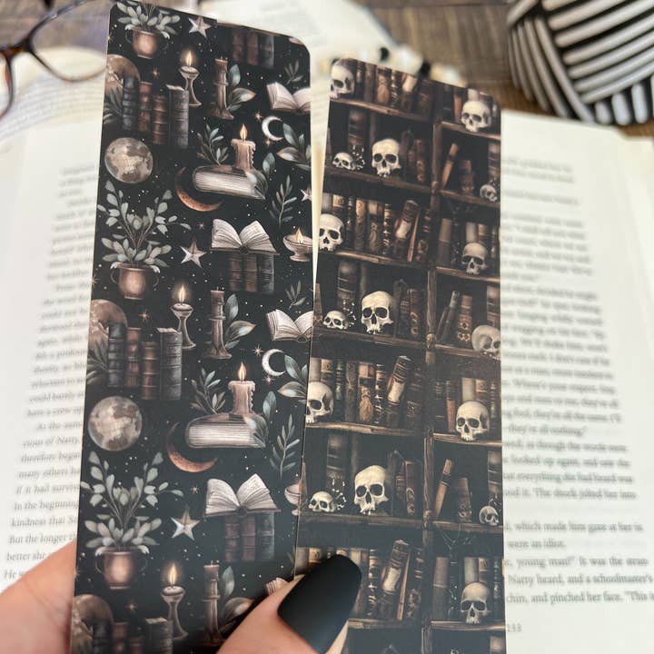 Little Turkey Shoppe - Wholesale Bookmark - Dark Library Bookmark Set - Skull Bookshelf, Moon Witch6