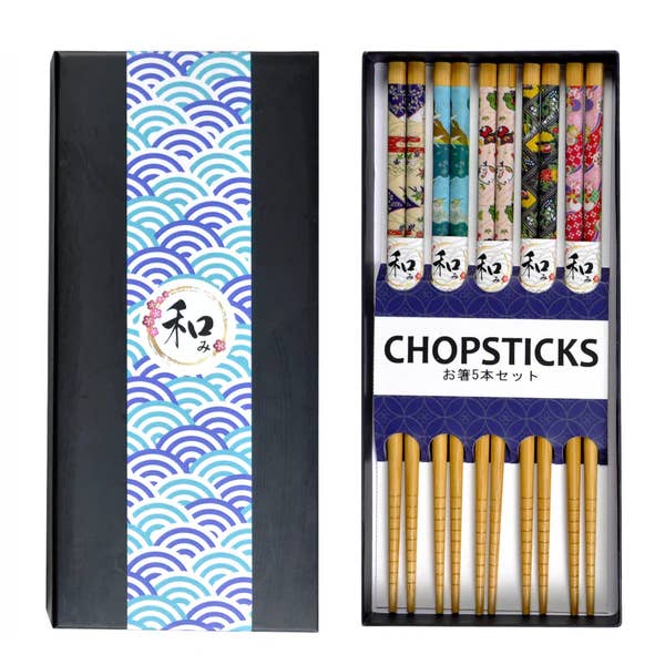 Urban Tokyo - Wholesale Chopsticks - 5 Piece Chopsticks Set Patterns with Gift Box (10/100)