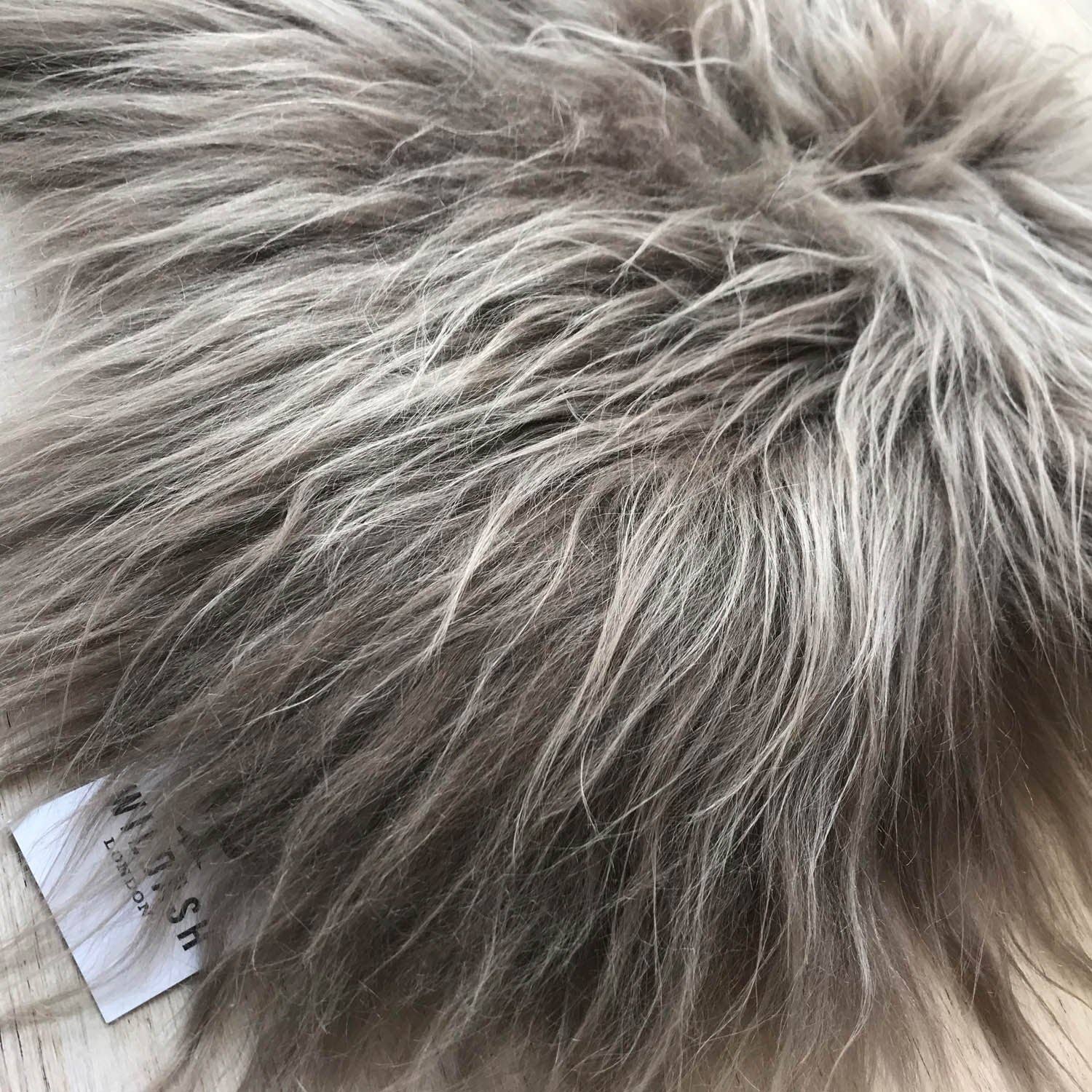 Wildash London – wholesale Chair/sofa slipcover – Icelandic Sheepskin Square Seat Cover 37cm Warm Grey1