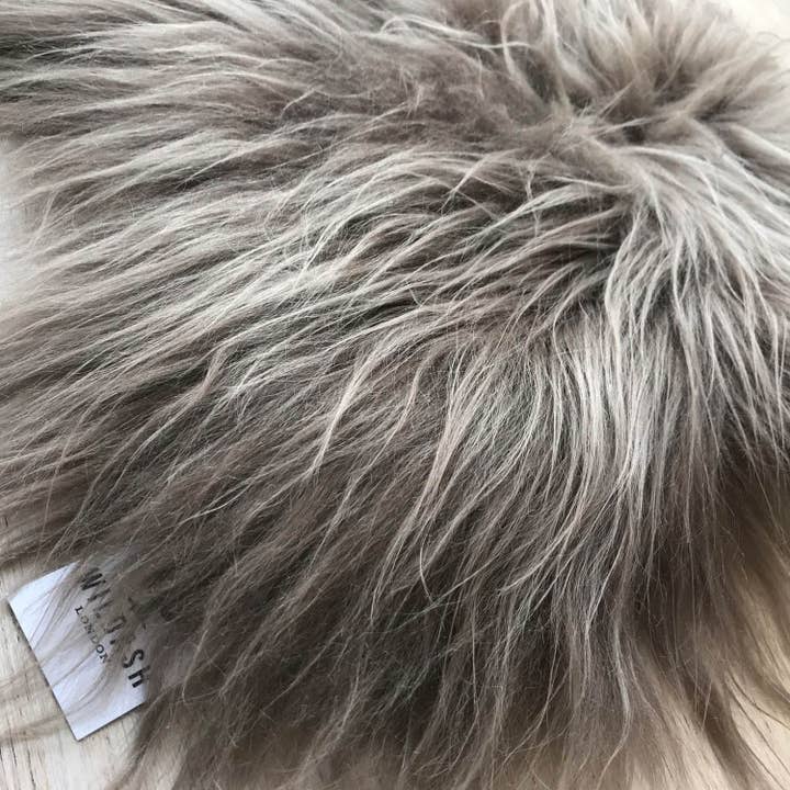 Wildash London – wholesale Chair/sofa slipcover – Icelandic Sheepskin Square Seat Cover 37cm Warm Grey1