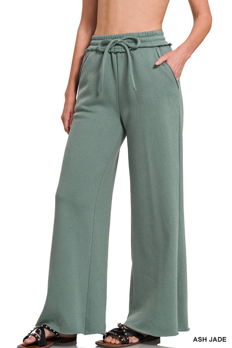 42POPS - Wholesale Pants - Women's - ,.._ SI-27033 Fleece Exposed Seam Wide Leg Sweatpants0