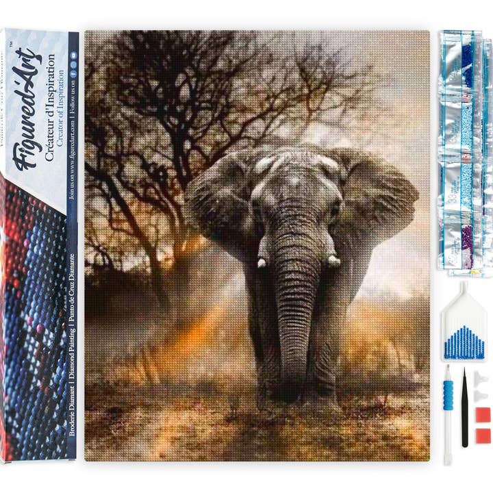 Diamond Painting - Elephant in the Savanna for wholesale by Figured'Art