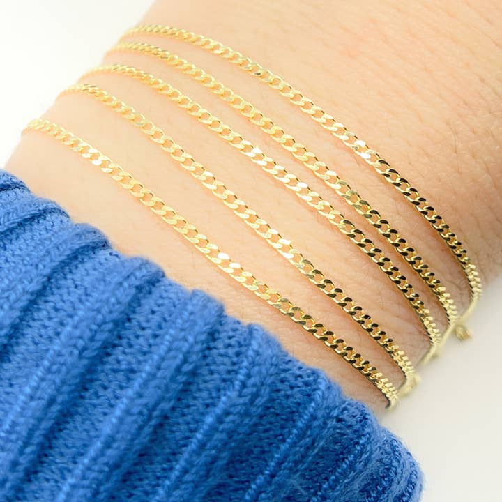 040GMBG2T2A8L001byFt. 14K Solid Yellow Gold Flat Curb Link Chain for wholesale by Tresor Jewelry Inc.