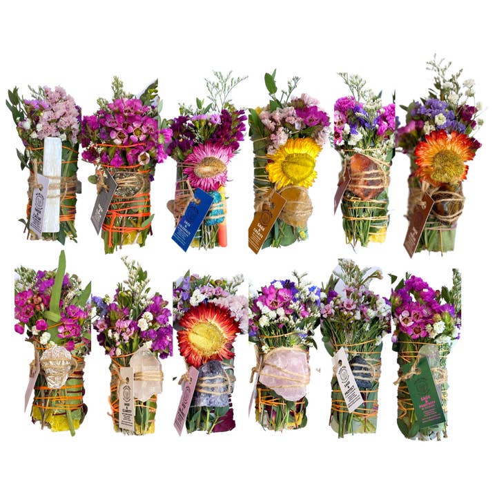 Pour Vida - Wholesale Sage Bundle - 4" Sage Wands w/ Crystals
