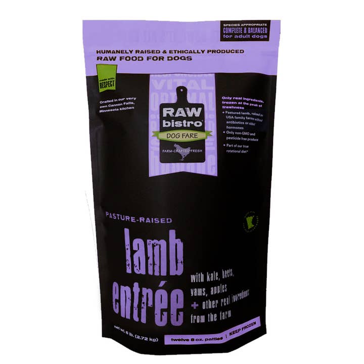 🐑 Raw Frozen Lamb Entrée – 6 lb Bag (8 oz Patties) for wholesale by Raw Bistro Pet Fare
