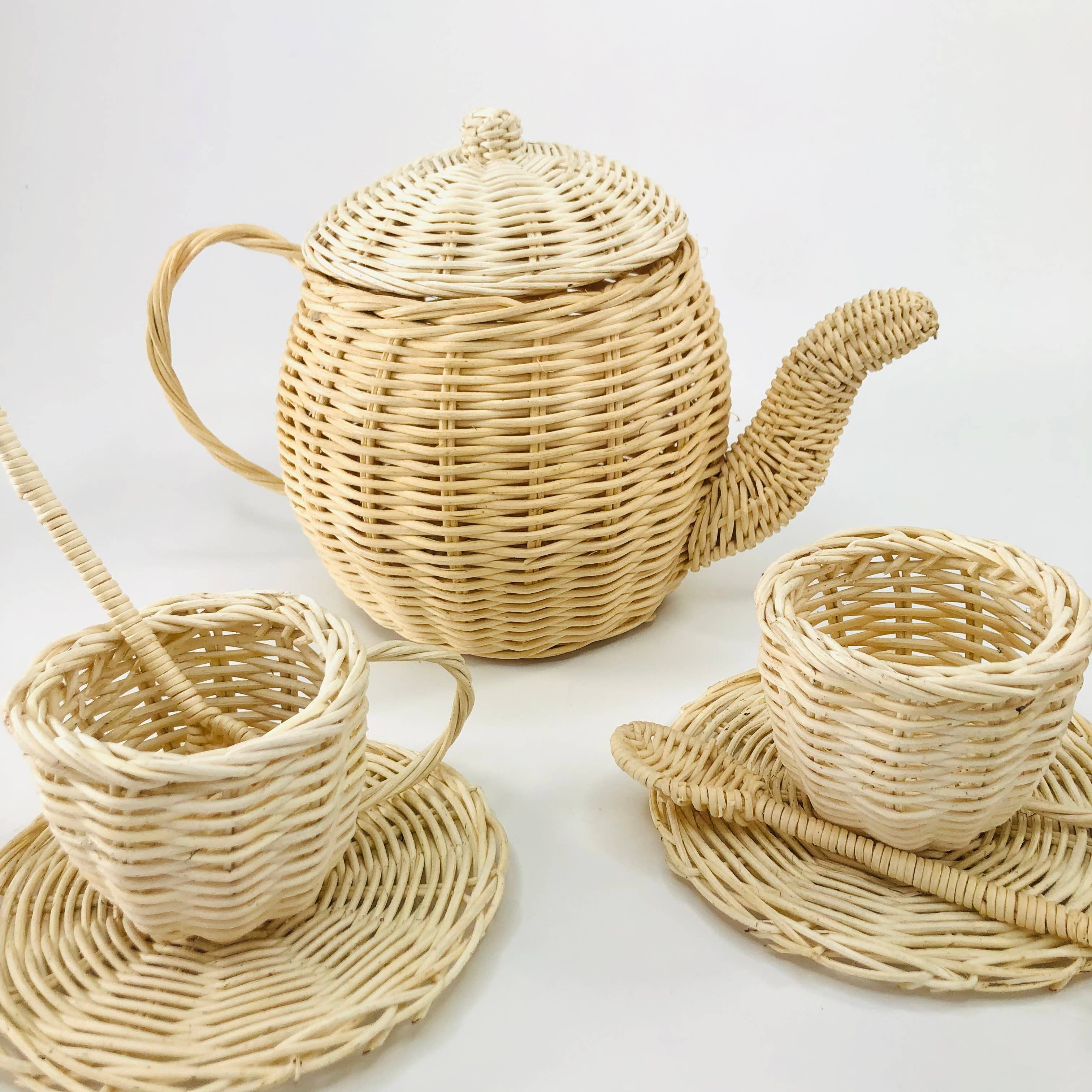 GreenWave - Wholesale Toy Set - Kids - Tea set handmade white natural rattan pretend boho toy4