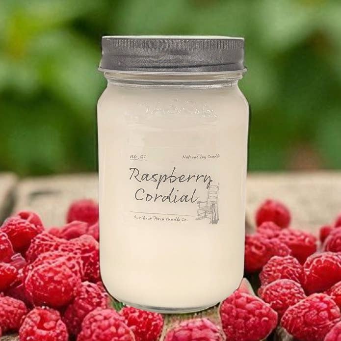 Bougie de soja au cordial de framboise pour la vente par Our Back Porch Candle Co