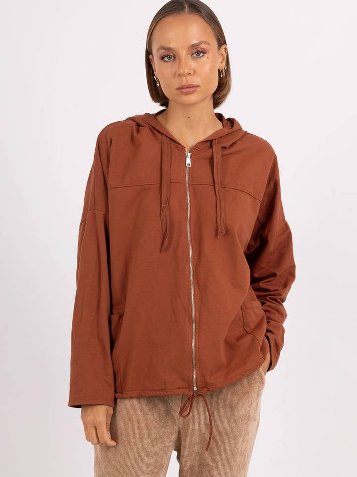 Hooded jacket with zip trim @70343_GiZipBordure for wholesale by Mimi & Gogo