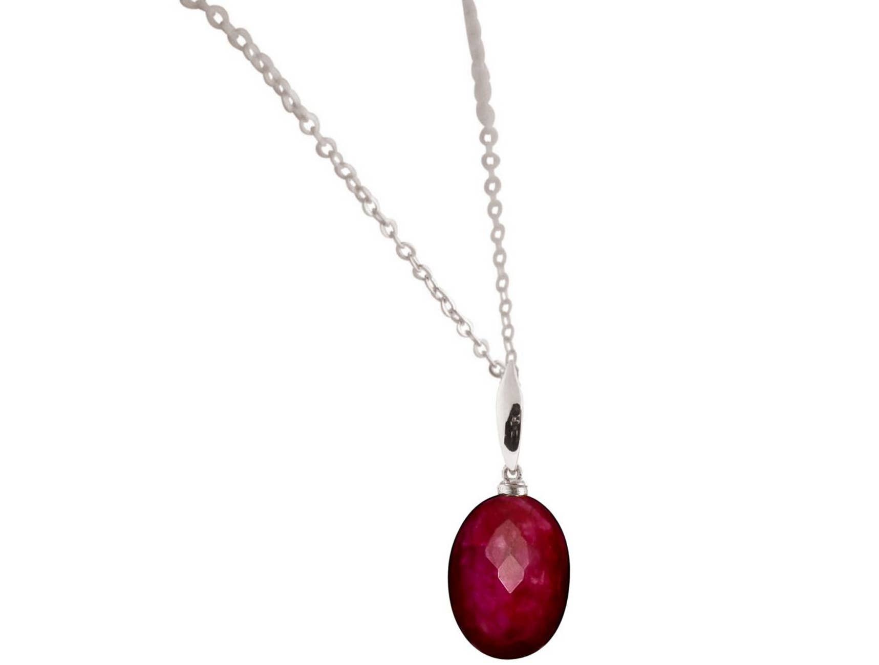 REMOVED BRAND - Wholesale Pendant/Charm Necklace - Gemshine Oval 3-D Red Ruby Gemstone Necklace8