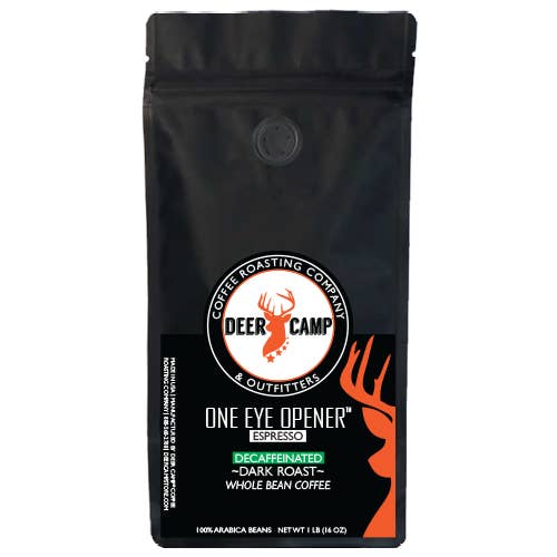 DEER CAMP® Coffee Roasting Company & Outfitters - Wholesale Coffee Beans - DEER CAMP® Coffee One Eye Opener™ Dark Espresso Blend 1 lb.4
