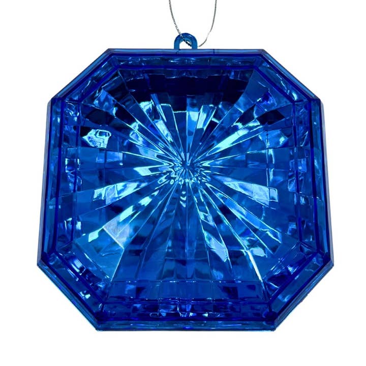 Plastic square Diamond Ornament - Dark Blue 4.7x5.1x2" for wholesale by David Christopher's Collection