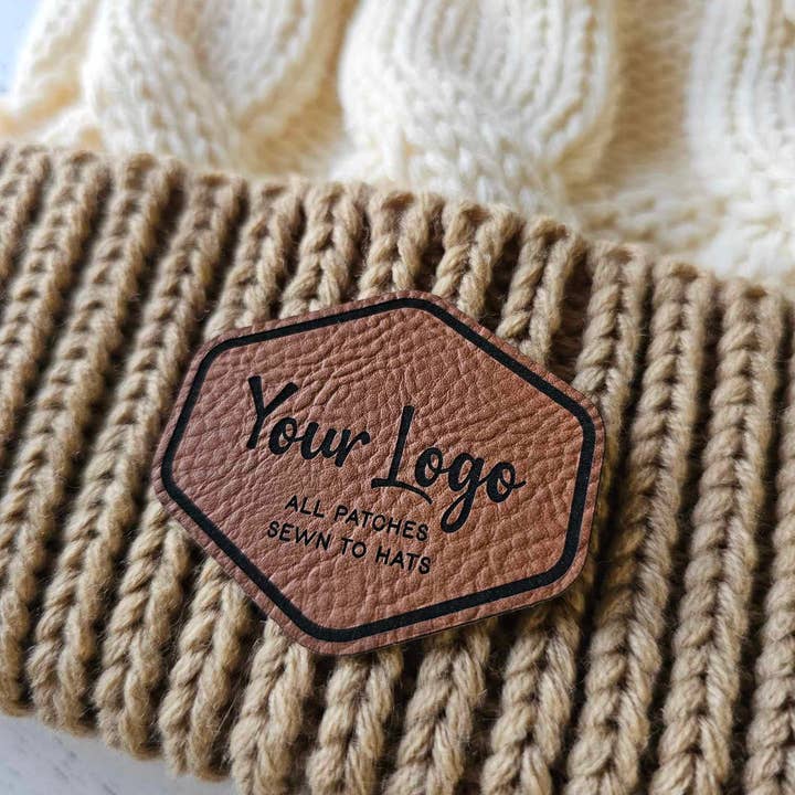 Mad River - Wholesale Beanie - Unisex - Custom Sewn Patch Chunk Twist Pom Knit Beanie R1413