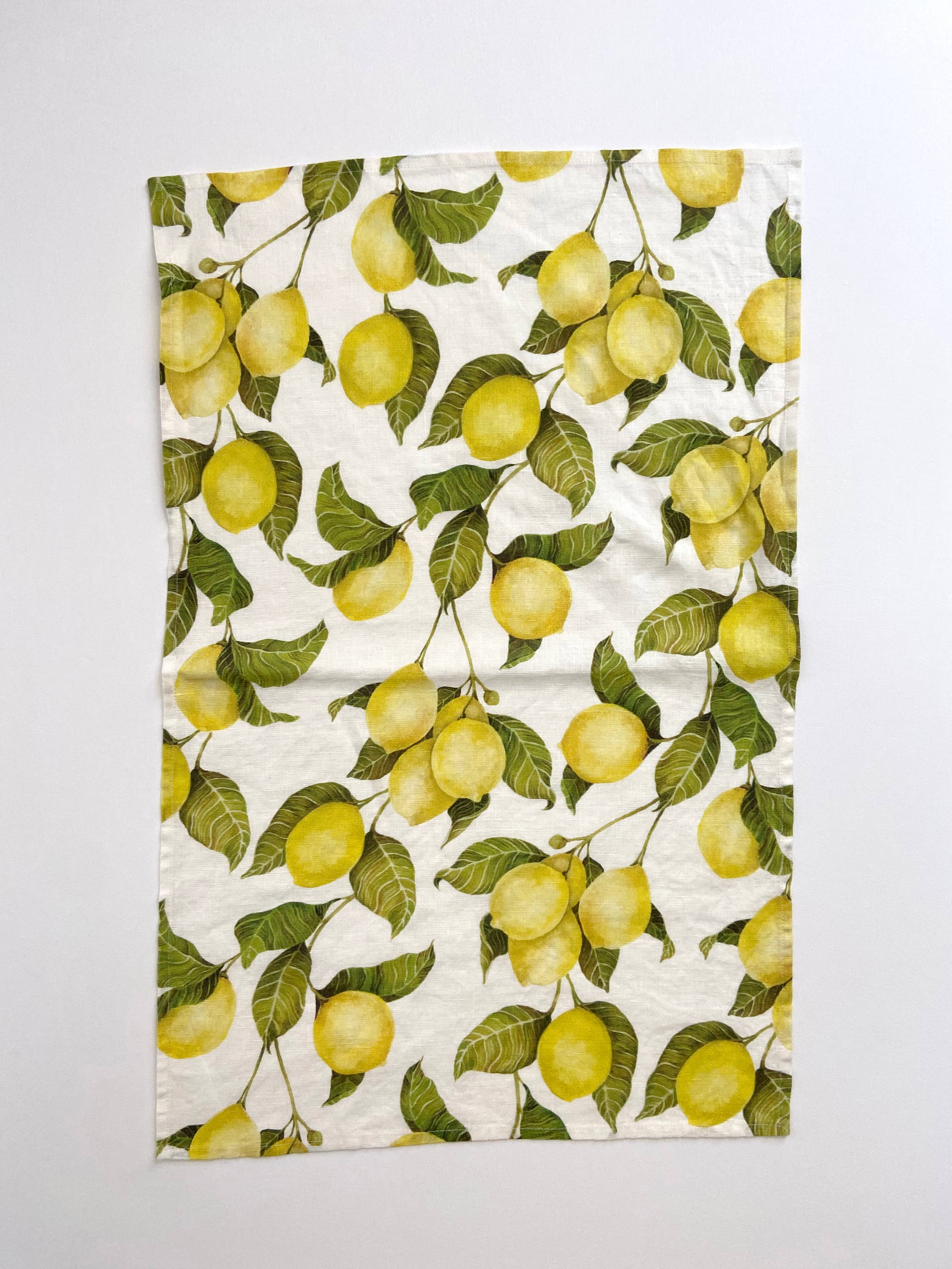 Sarah Rose - Wholesale Tea Towel - Lemon Organic Linen Tea Towel3