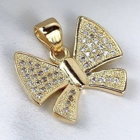 18k Gold Filled Cubic Zirconia Butterfly Charms Pendant Whol for wholesale by DIJU Jewelry