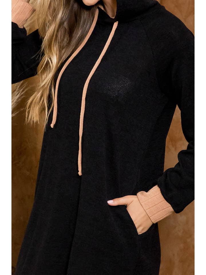 You & Me - Wholesale Hoodie - Women's - SALE!! PPD10449X-PLUS SIZE HACCI LONG SLEEVE RIB BAND HOODIE11