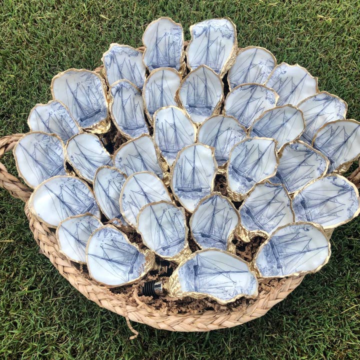 Place of Grace Designs - Wholesale Wine Stopper - Oyster Shell Wine Stopper--Sailboat Print4