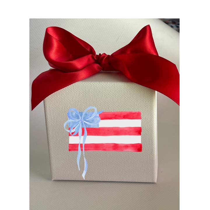 Rouge 225 - Wholesale Art Print - Watercolor Patriotic Coquette American Flag 4 x 4 Canvas Art0