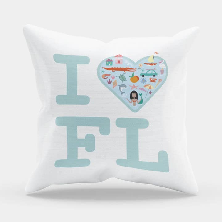 Coussin | Whimsy I Heart Florida pour la vente par A. B. Newton and Company