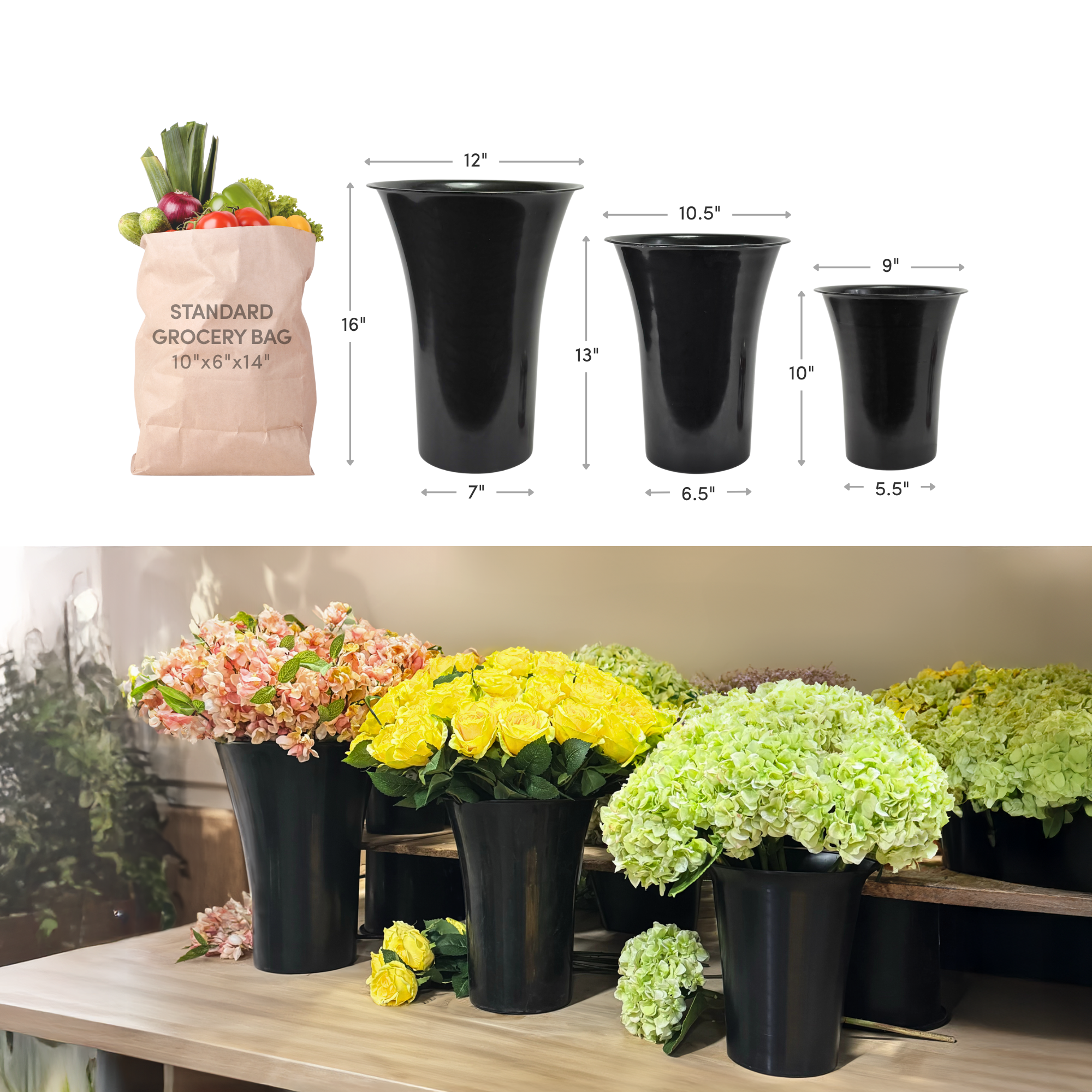 Jacobson - Wholesale Storage Bin - Standing Floral Storage Bucket - Box of 61