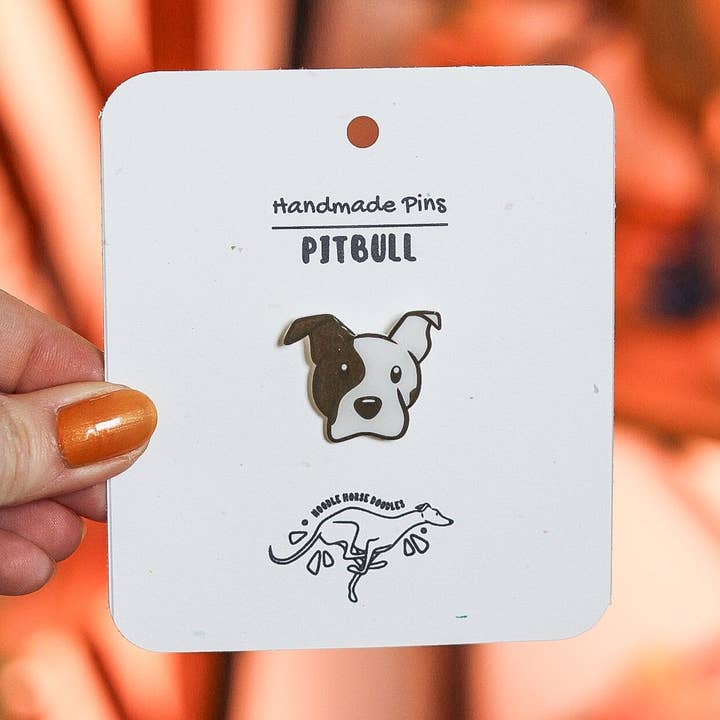 Noodle Horse Doodles - Wholesale Lapel Pin/Button - Pitbull - Handmade Pin