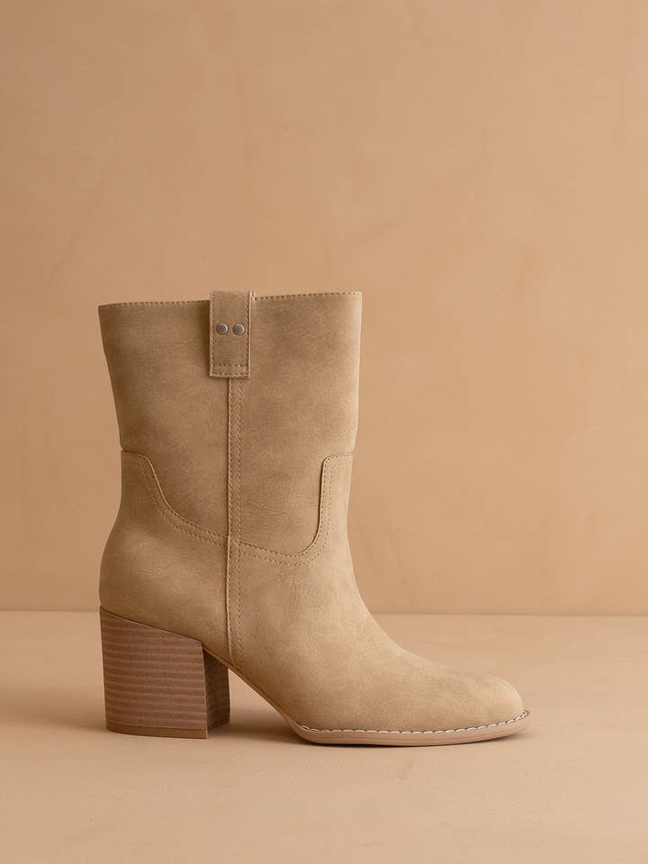 The Jennie | Khaki Classic Heeled Everyday Bootie for wholesale by OASIS SOCIETY
