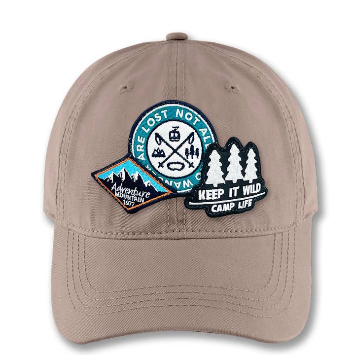 Boné de béisbol com emblema bordado Adventure Mountain – Keep It Wild Camp Life Outdoor Explorer, presente para pai por atacado de Northern Icons Creations INC