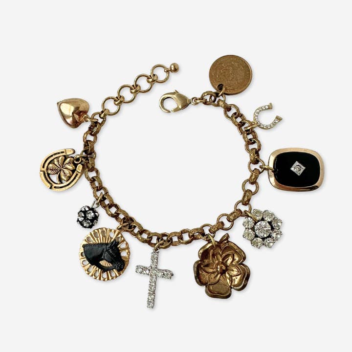 Repurposed vintage horse-themed charm bracelet for wholesale by Lulu’s Petals