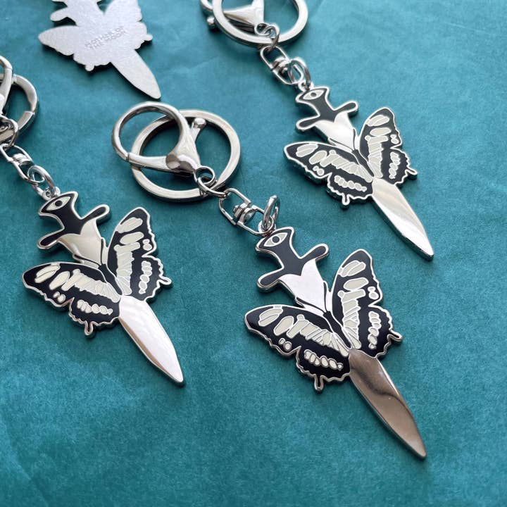 Butterfly Sword Hard Enamel Keychain for wholesale by Mother of the Moon