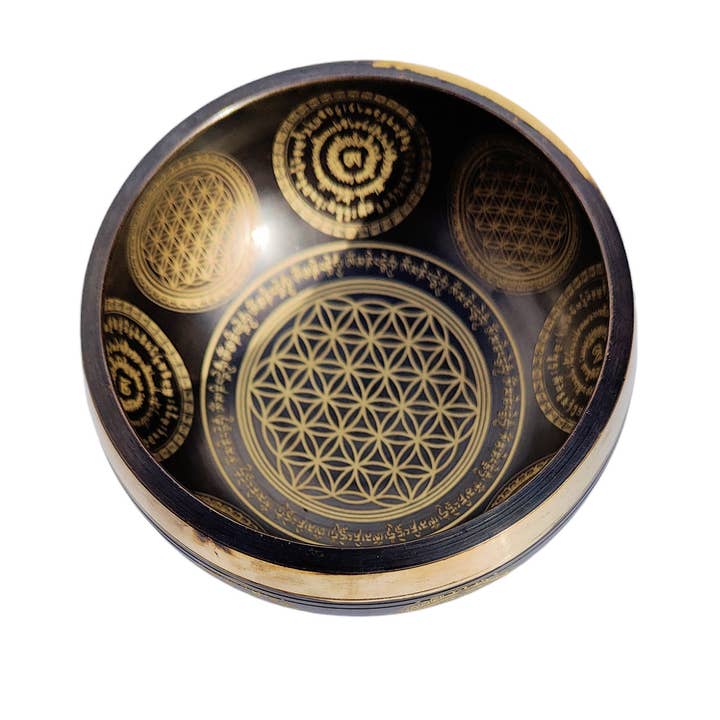 Dorjebajra Tibet Shop - Wholesale Meditation Supplies - Flower of life singing bowl 4.5" SBR-6015