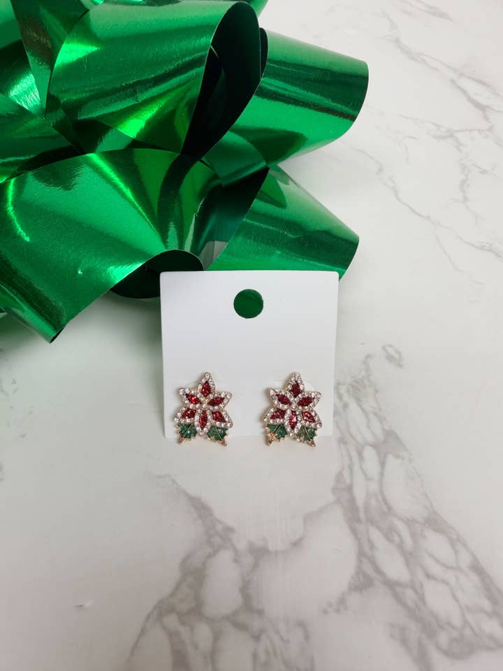 Poinsettia Stud Earrings for wholesale by Prep Obsessed Wholesale