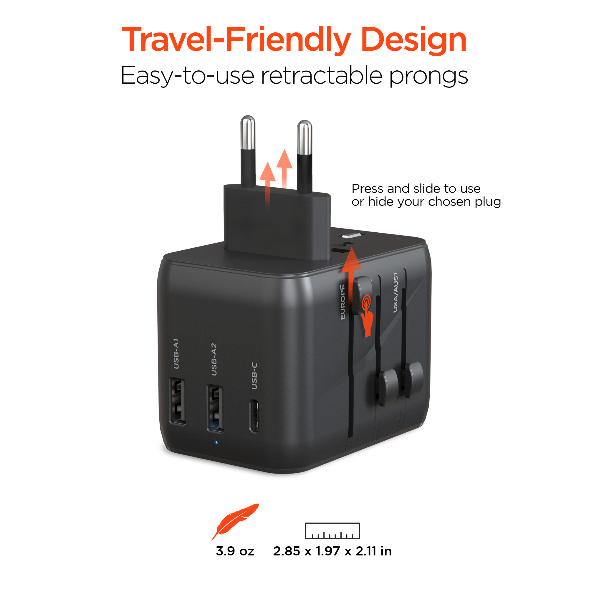 JupiterGear Home – wholesale Strömadapter – HyperGear WorldCharge Universell Reseadapter med USB-C7